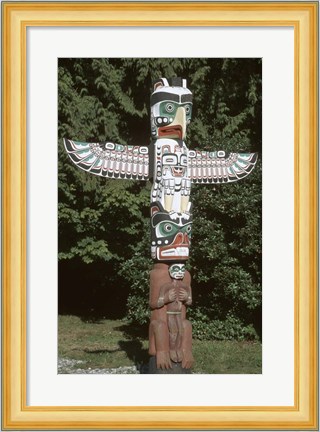 Framed Totem Pole at Stanley Park, Vancouver Island, British Columbia, Canada Print