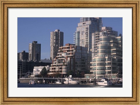 Framed Vancouver Skyline From Granville Island, British Columbia, Canada Print