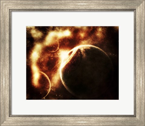 Framed Apocalyptic View of a Solar System Print