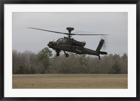 Framed AH-64 Apache Helicopter in Midair, Conroe, Texas Print