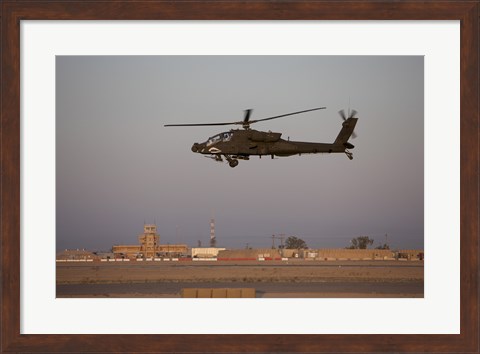 Framed AH-64D Apache Longbow Block III Flies by the Control Tower on Camp Speicher Print