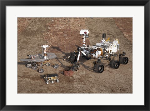 Framed Three Generations of Mars Rovers Print