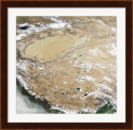 Framed Satellite View of the Tibetan Plateau Print