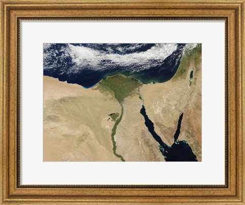 Framed Satellite view of Cairo, Egypt, and the Valley of the Nile River Print