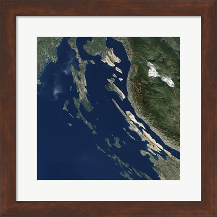 Framed Satellite view of the Croatian Islands in the Adriatic Sea Print