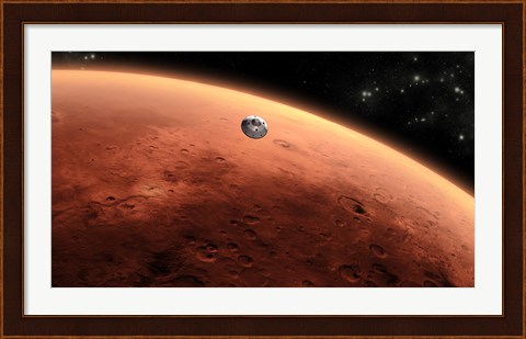 Framed Artist&#39;s concept of NASA&#39;s Mars Science Laboratory Spacecraft approaching Mars Print