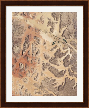 Framed Satellite View of Wadi Rum in Southwestern Jordan Print