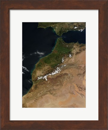 Framed Satellite view of Morocco Print