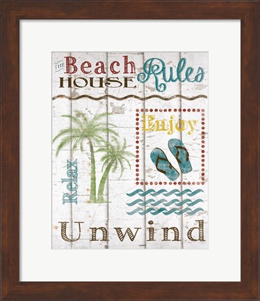Framed Beach House Rules Print