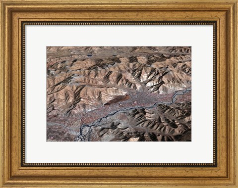 Framed Three-Dimensional view of the Landscape of Lhasa, Tibet Print