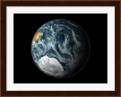 Framed Full view of the Earth Highlighting Antarctica and its Surrounding Sea Ice in the Southern Hemisphere Print