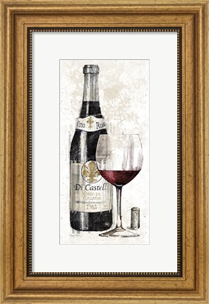 Framed Pencil Wine I Print