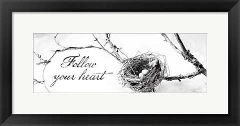Framed Nest and Branch III Follow Your Heart Print