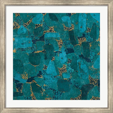 Framed Gilded Stone Turquoise Print
