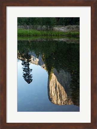 Framed Reflection of El Capitan in Mercede River, Yosemite National Park, California - Vertical Print
