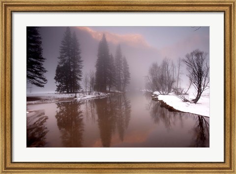 Framed Valley mist, Yosemite, California Print