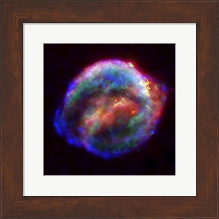 Framed Kepler&#39;s Supernova Remnant In Visible, X-Ray and Infrared Light Print