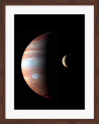 Framed Jupiter and its Volcanic Moon Lo Print