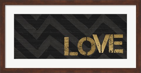 Framed Chevron Sentiments Black/Gold Panel III Print