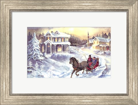Framed Horse and Sleigh Print