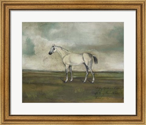 Framed Grey Hunter in a Landscape Print