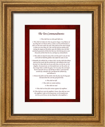 Framed Ten Commandments - Red Print