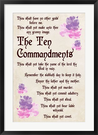 Framed Ten Commandments - Floral Print
