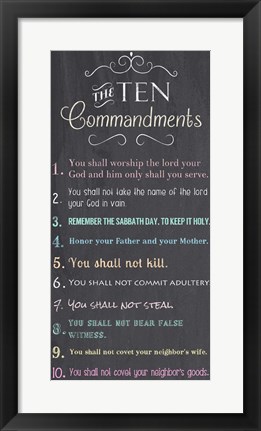 Framed Ten Commandments - Chalkboard Print