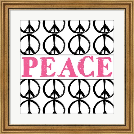 Framed Peace - Pink with Peace Signs Print