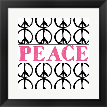 Framed Peace - Pink with Peace Signs Print