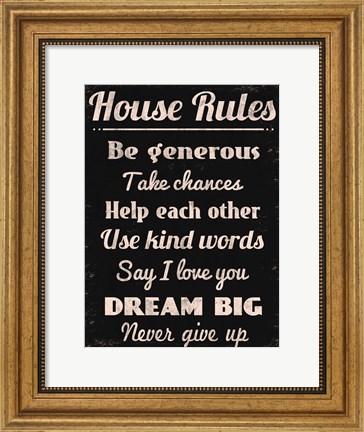 Framed House Rules 2 Print