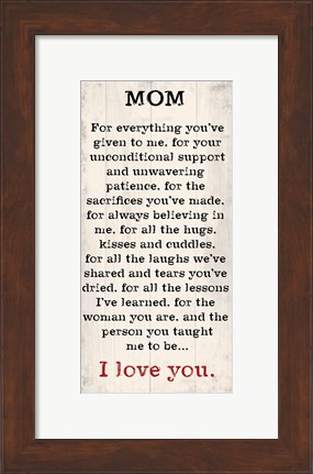 Framed Mom I Love You 1 Print