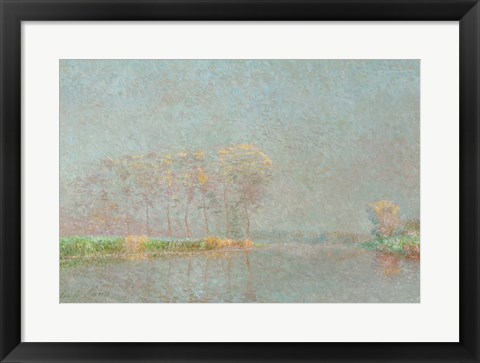 Framed Fog on the River Lys Canvas Print