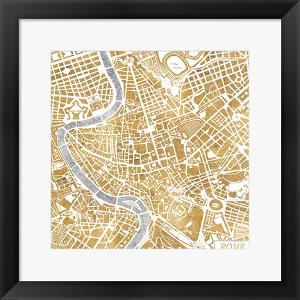 Framed Gilded Rome Map Print