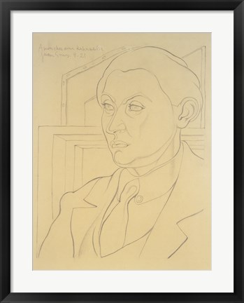 Framed Portrait of Daniel-Henry Kahnweiler, 1921 Print