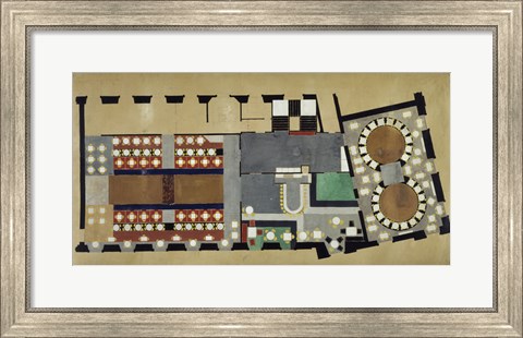 Framed Plan For A Bus Station: Design For The First Floor, 1927 Print
