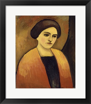 Framed Head Of A Woman In Orange And Brown (Portrait Of The Artist&#39;S Wife),  c.  1911 Print