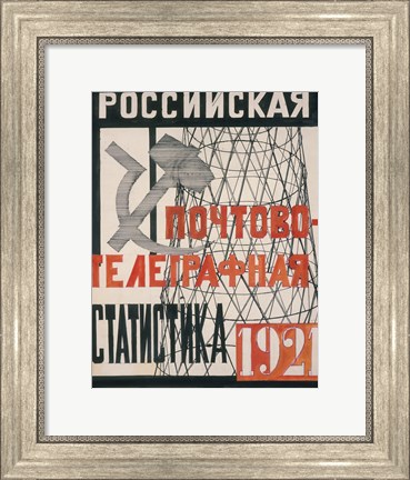 Framed Cover Design For Russian Postal-Telegraph Statistics, 1921 Print