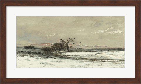 Framed Landscape With Snow And Setting Sun, 1873 Print