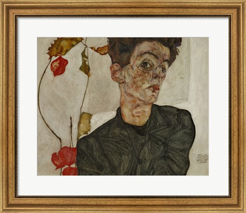 Framed Self-Portrait With Chinese Lantern And Fruits, 1912 Print