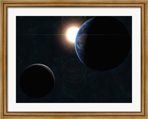 Framed Earth, Moon and Sun Print