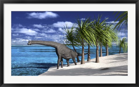 Framed Large Brachiosaurus on the Shoreline Print