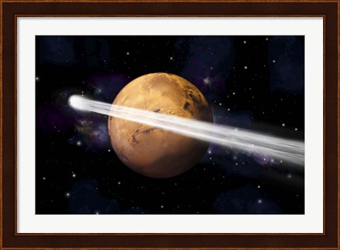Framed Comet Passing by Mars Print