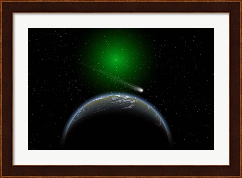 Framed Comet Passing Alien World Print