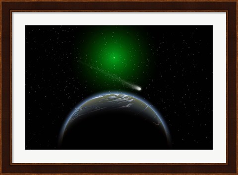 Framed Comet Passing Alien World Print