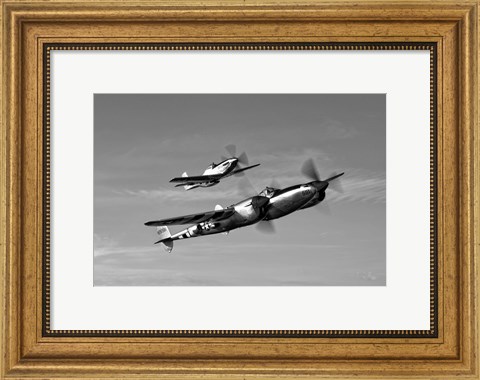 Framed P-38 Lightning and P-51D Mustang Print