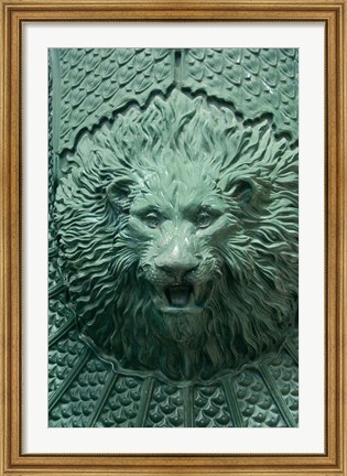 Framed Spain, Bilbao Lion fountain, Waterfront Print
