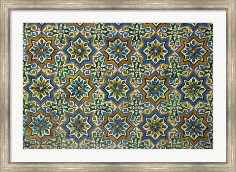 Framed Moorish Mosaic Azulejos (ceramic tiles), Casa de Pilatos Palace, Sevilla, Spain Print