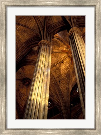 Framed Columns and Ceiling of St Eulalia Cathedral, Barcelona, Spain Print