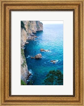 Framed Spain, Cantabria, Faro del Caballo, Mount Buciero, Cliffs Print